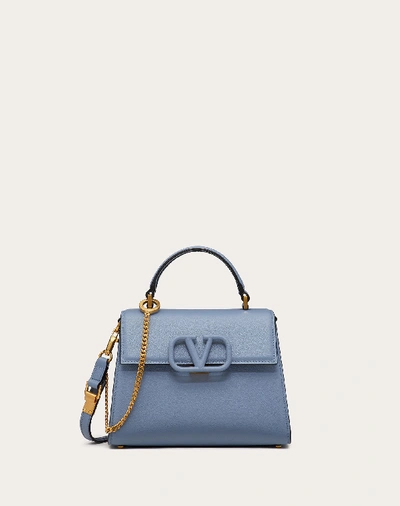 Shop Valentino Garavani Small Vsling Grainy Calfskin Handbag In Azure