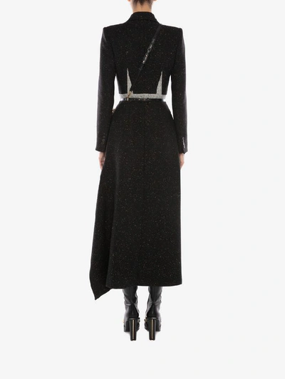 Shop Alexander Mcqueen Double-breasted Donegal Coat In Black Mix