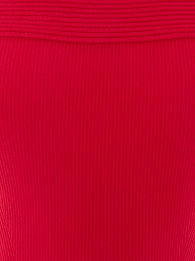 Shop Alexander Mcqueen Off-the-shoulder Knit Mini Dress In Lust Red
