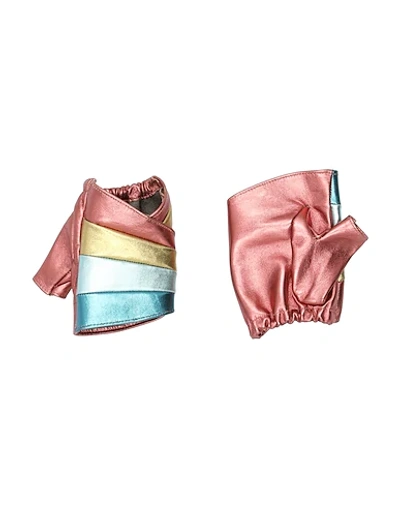 ELISABETTA FRANCHI ELISABETTA FRANCHI WOMAN GLOVES ANTIQUE ROSE SIZE 7 OVINE LEATHER 