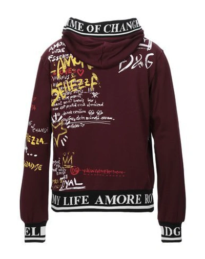 Shop Dolce & Gabbana Man Sweatshirt Burgundy Size 46 Cotton, Polyester, Silk, Elastane In Red