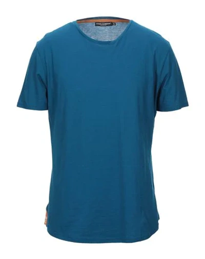 Shop Dolce & Gabbana Man T-shirt Deep Jade Size 46 Cotton, Silk