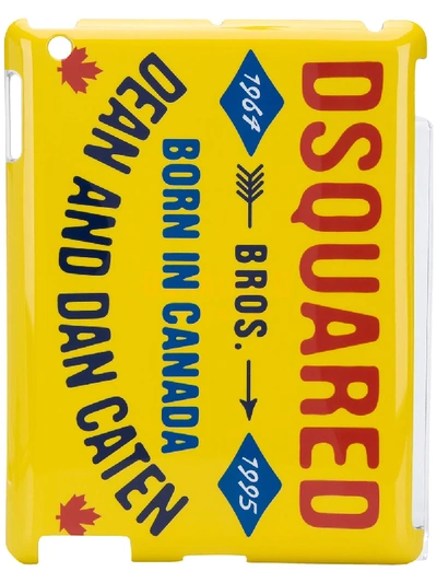 Shop Dsquared2 Logo Print Ipad Case In Yellow