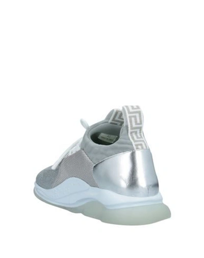 Shop Versace Man Sneakers Silver Size 9 Calfskin, Textile Fibers