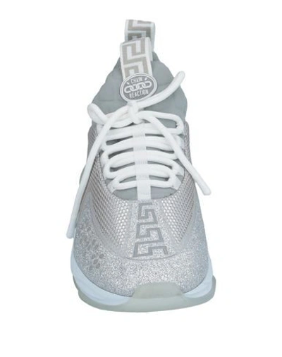 Shop Versace Man Sneakers Silver Size 9 Calfskin, Textile Fibers