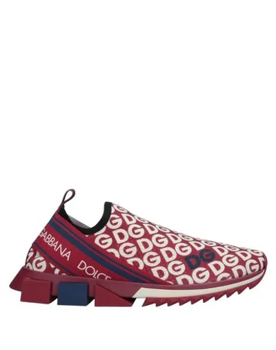 Shop Dolce & Gabbana Man Sneakers Burgundy Size 11 Polyamide, Polyester, Viscose, Elastane In Red