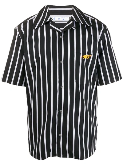 Shop Off-white Stripe-pattern Bowling-shape Shirt In Black