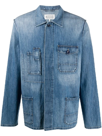 Shop Maison Margiela Concealed Fastening Denim Shirt In Blue