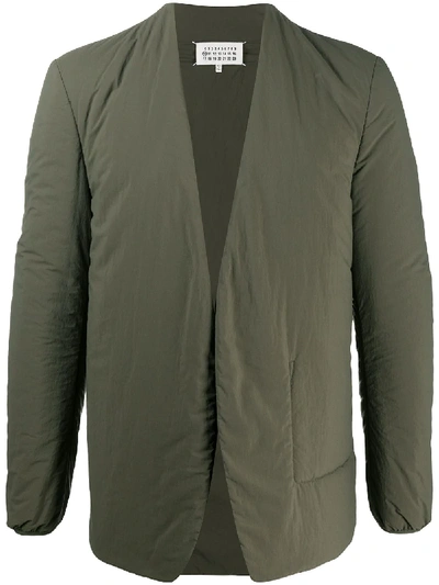 Shop Maison Margiela Collarless Long-sleeve Blazer In Green