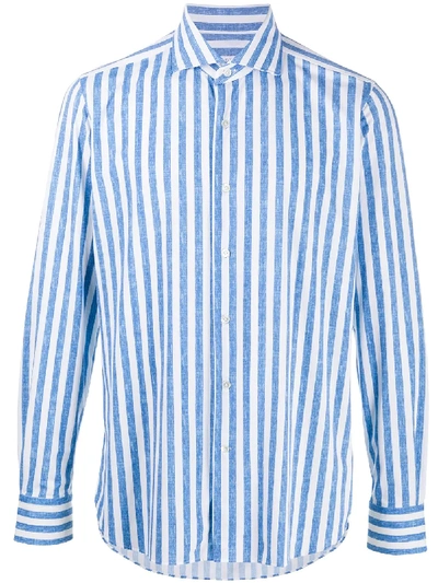 Shop Orian Striped Long-sleeve Shirt In Blue