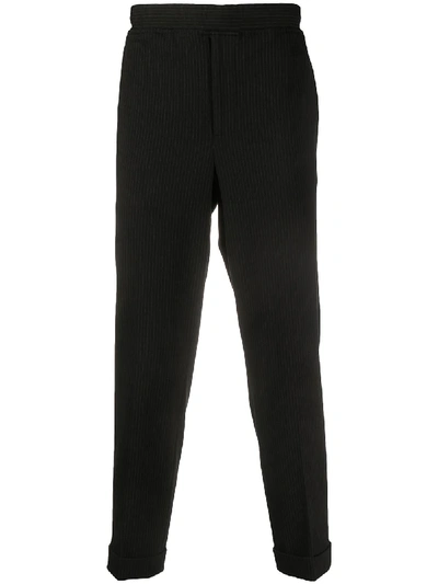 Shop Neil Barrett Pinstriped Cropped Trousers In Black