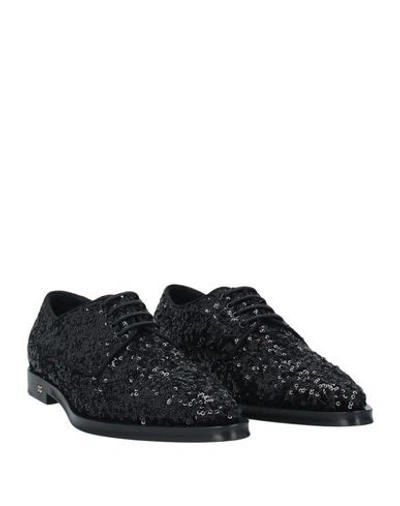 Shop Dolce & Gabbana Woman Lace-up Shoes Black Size 6.5 Polyester, Viscose, Cotton