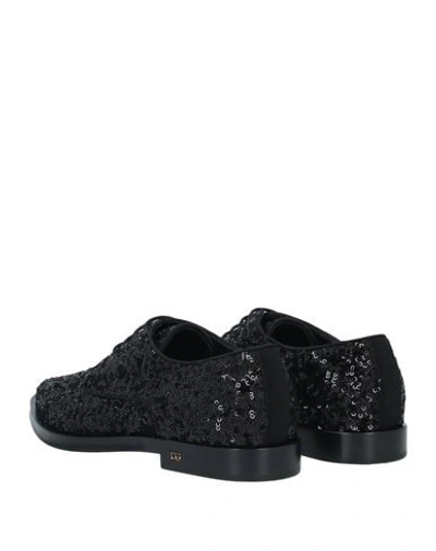Shop Dolce & Gabbana Woman Lace-up Shoes Black Size 8.5 Polyester, Viscose, Cotton