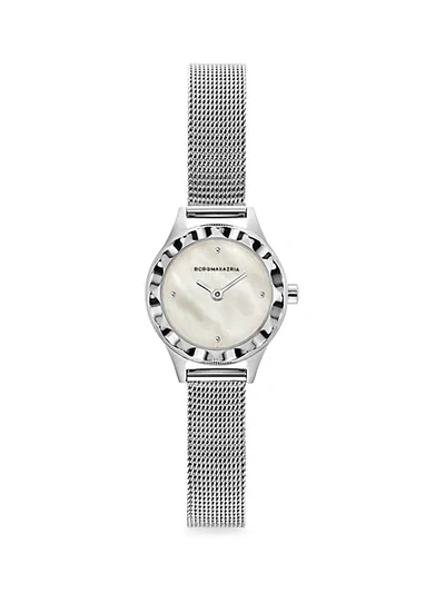 Shop Bcbgmaxazria Classic Mother-of-pearl Stainless Steel Mesh Bracelet Watch