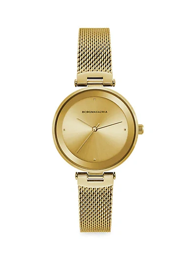 Shop Bcbgmaxazria Classic Goldtone Woven Stainless Steel Bracelet Watch