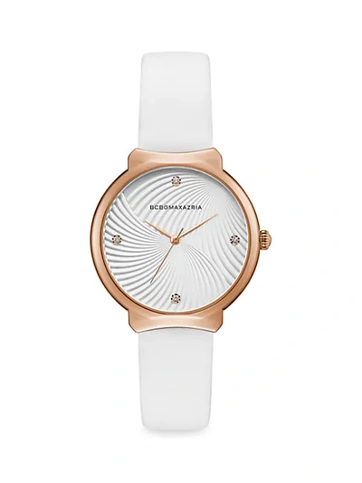 Shop Bcbgmaxazria Classic Rose Goldtone Stainless Steel Leather-strap Watch