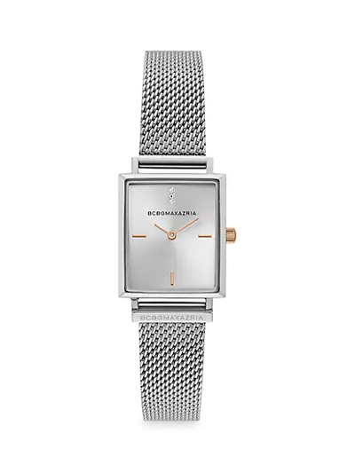 Shop Bcbgmaxazria Classic Rectangular Stainless Steel Mesh Bracelet Watch
