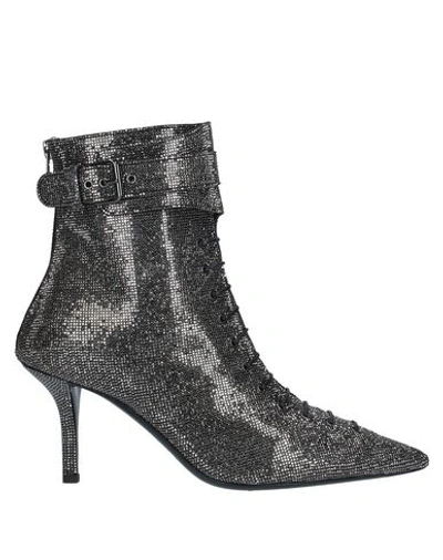 Shop Philosophy Di Lorenzo Serafini Woman Ankle Boots Silver Size 6 Soft Leather, Textile Fibers
