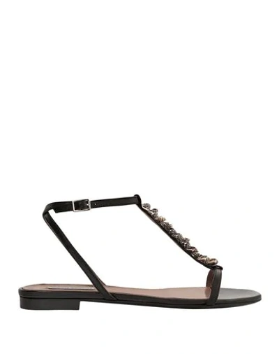 Tabitha Simmons Shell-embellished Leather Sandals In Black | ModeSens