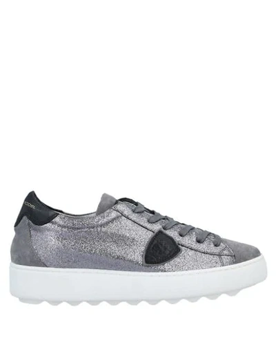 Shop Philippe Model Woman Sneakers Grey Size 9 Soft Leather, Textile Fibers