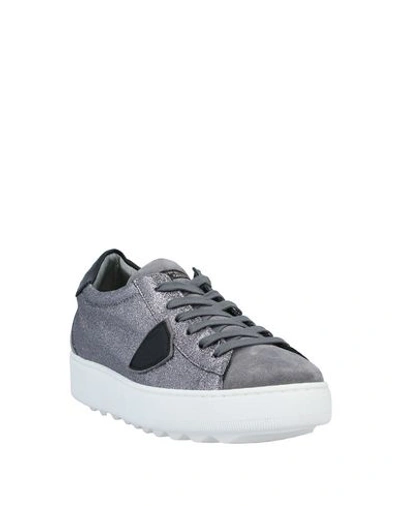 Shop Philippe Model Woman Sneakers Grey Size 9 Soft Leather, Textile Fibers