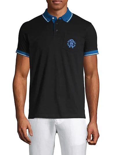 Shop Roberto Cavalli Logo Crest Polo In Bluette