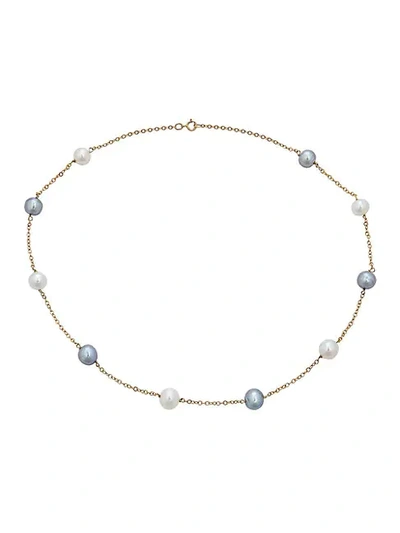 Shop Belpearl 14k Yellow Gold & 7-8mm Cultured Pearl Tin Cup Necklace