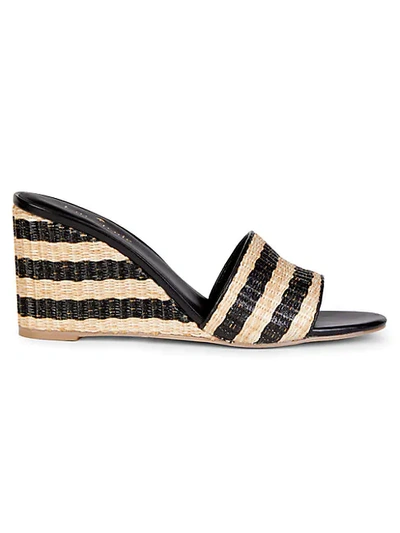 Shop Kate Spade Linda Woven Wedge Sandals In Natural Black