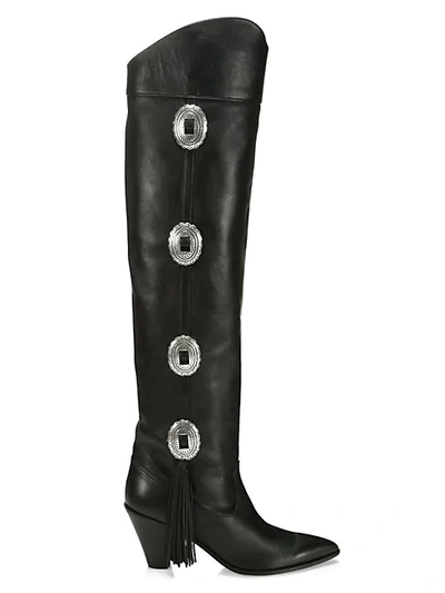 Shop Aquazzura Go West Over-the-knee Leather Boots In Black