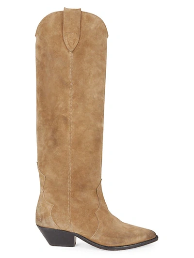 Shop Isabel Marant Denvee Suede Tall Boots In Taupe