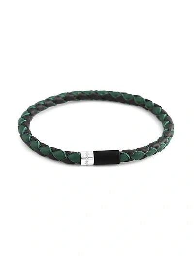 Shop Zegna Bi-color Braided Leather & Sterling Silver Bracelet