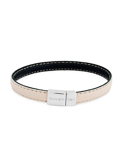 Shop Zegna Leather & Sterling Silver Stitch Bracelet