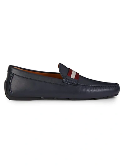 Shop Bally Men's Waltec Leather Driving Loafers In Navy