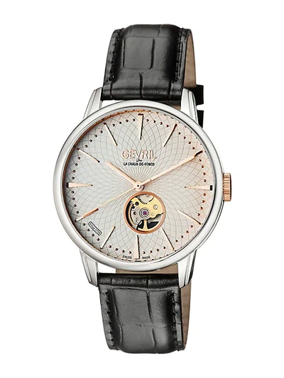 Shop Gevril Mulberry Stainless Steel Leather Strap Watch