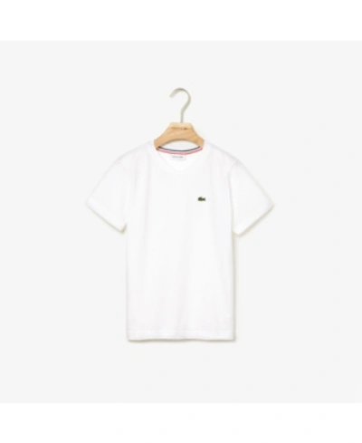 Shop Lacoste Little Boys Short Sleeve V-neck Cotton T-shirt In White