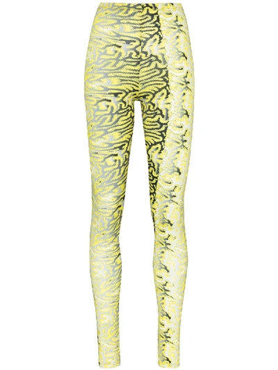 Shop Maisie Wilen Body Shop Graphic-print Leggings In Yellow