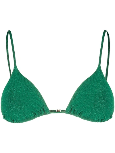 Shop Mc2 Saint Barth Janet Metallized Bikini Top In Green