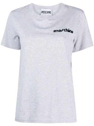 Shop Moschino Logo Print T-shirt In Grey