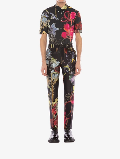 Shop Alexander Mcqueen Deconstructed Floral Shirt In Black/multicolor