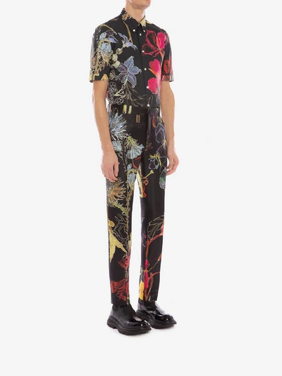 Shop Alexander Mcqueen Deconstructed Floral Shirt In Black/multicolor