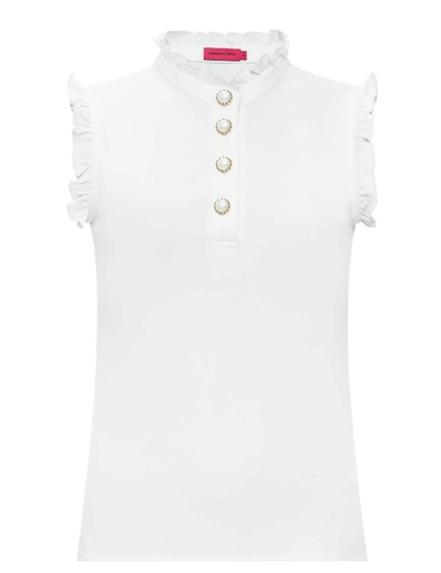 Shop Veronica Virta Pearl Top White Short Sleeves