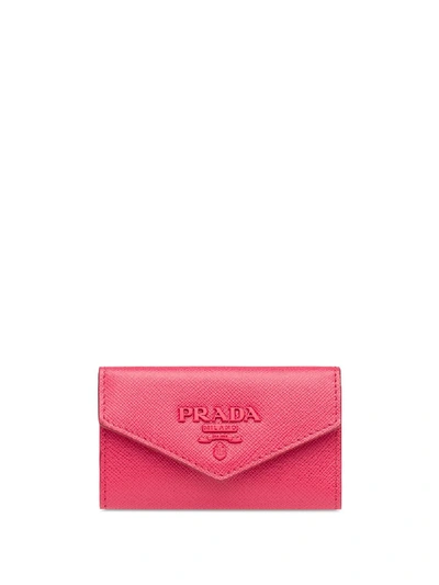 Shop Prada Tri-fold Key Holder In Pink
