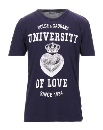 Shop Dolce & Gabbana Man T-shirt Dark Purple Size 36 Cotton