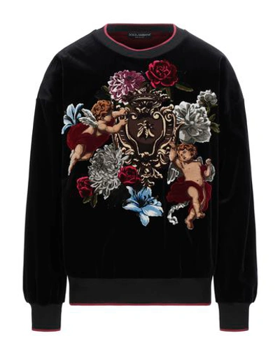 Shop Dolce & Gabbana Man Sweatshirt Black Size 40 Cotton, Elastane, Silk, Synthetic Fibers