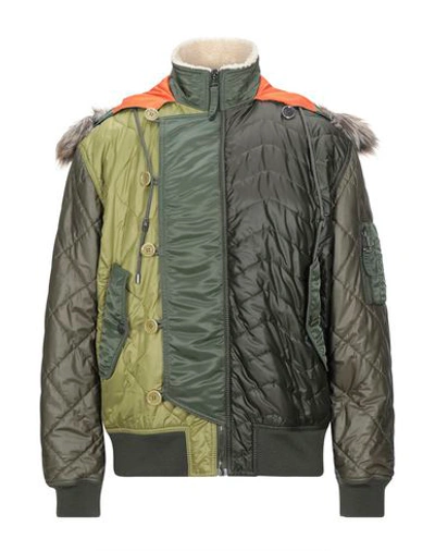 Shop Moschino Man Jacket Military Green Size 32 Polyamide, Polyester