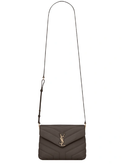 Shop Saint Laurent Toy Loulou Bag Pebble In Brown