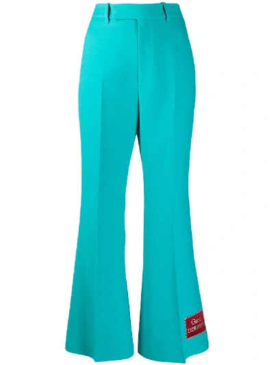 Shop Gucci Eterotopia Flared Trousers In Blue