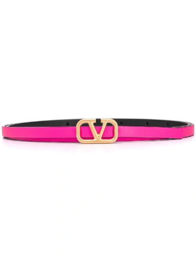 Shop Valentino Vlogo Calf Leather Belt In Pink