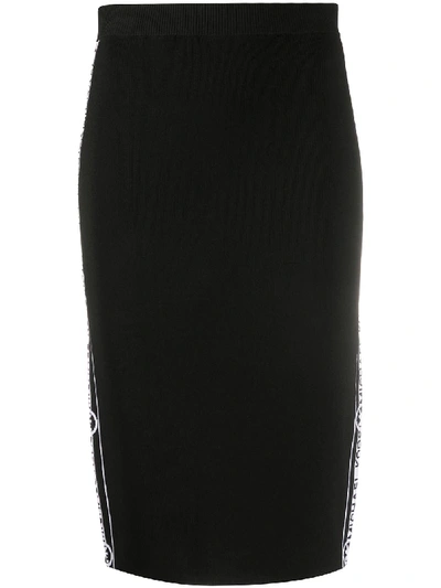 Shop Michael Michael Kors Logo-stripe Pencil Skirt In Black