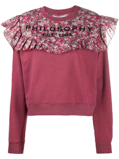 Shop Philosophy Di Lorenzo Serafini Floral Print Panelled Sweatshirt In Pink